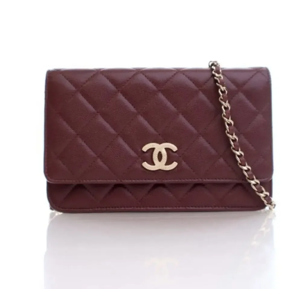 Chanel Burgundy Caviar Seasonal Wallet On Chain